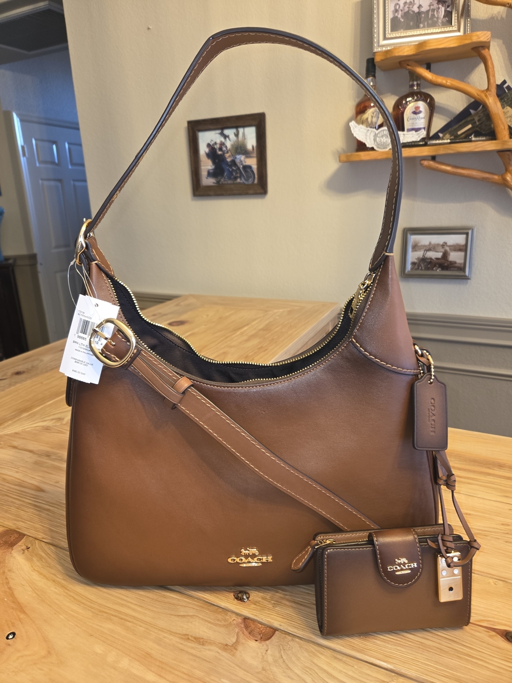 Coach Ella Redwood, Leather Shoulder Bag with Matching Wallet Limited edition.